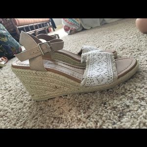 White Lace Espadrille Wedges